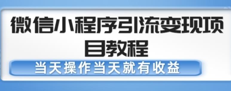 微信小程序引流变现项目教程，当天操作当天就有收益，变现不再是难事-轻松搞定副业 - 高效赚钱方法和建议