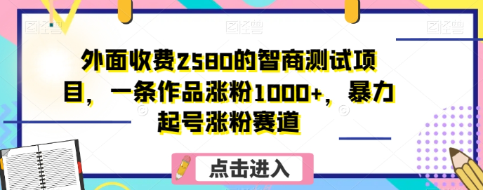外面收费2580的智商测试项目，一条作品涨粉1000+，暴力起号涨粉赛道【揭秘】-轻松搞定副业 - 高效赚钱方法和建议