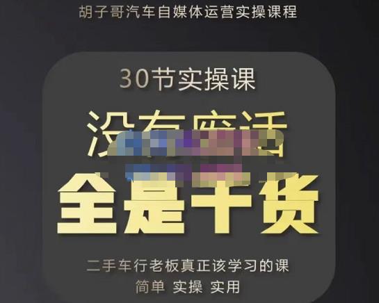 胡子哥·汽车自媒体运营实操课，汽车新媒体二手车短视频运营教程-价值8888元-轻松搞定副业 - 高效赚钱方法和建议