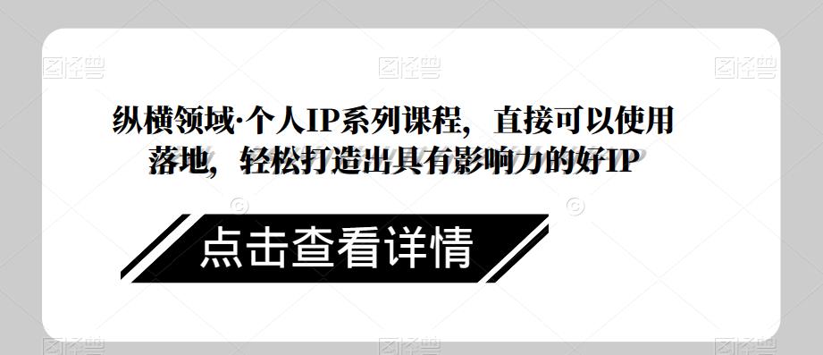 纵横领域·个人IP系列课程，直接可以使用落地，轻松打造出具有影响力的好IP-轻松搞定副业 - 高效赚钱方法和建议