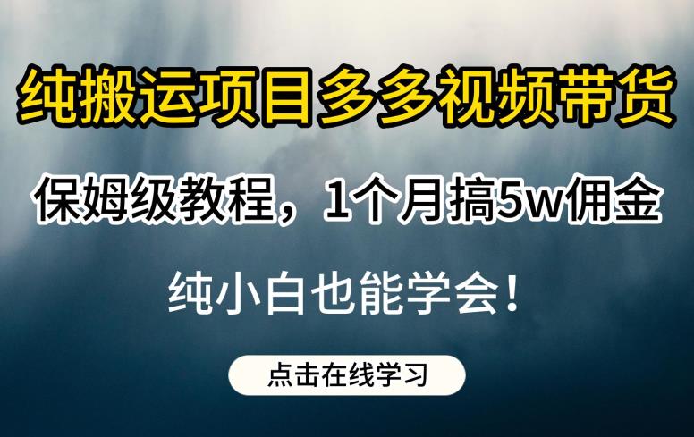 纯搬运项目多多视频带货保姆级教程，1个月搞5w佣金，纯小白也能学会【揭秘】-轻松搞定副业 - 高效赚钱方法和建议