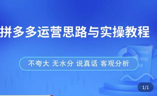 拼多多店铺运营思路与实操教程，快速学会拼多多开店和运营，少踩坑，多盈利-轻松搞定副业 - 高效赚钱方法和建议