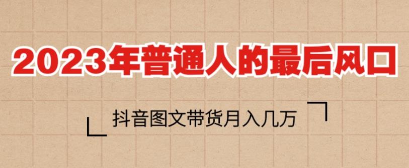 2023年普通人的最后风口，抖音图文带货月入几万，只需一部手机即可操作-轻松搞定副业 - 高效赚钱方法和建议