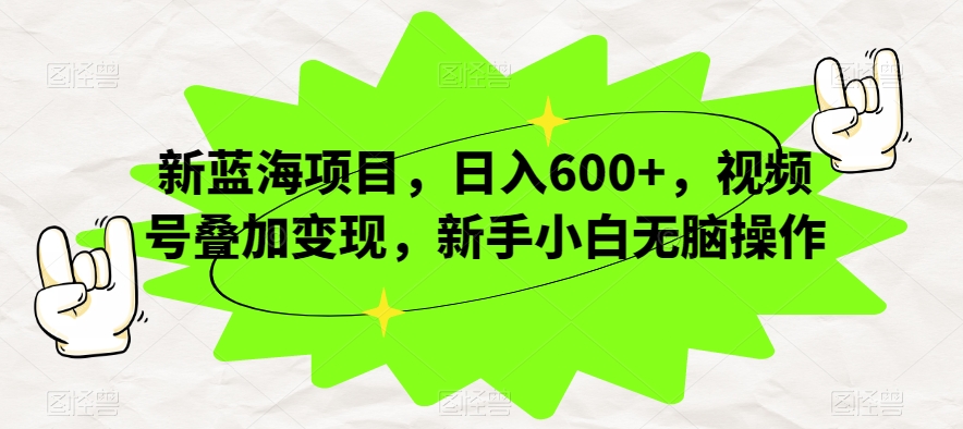 新蓝海项目，日入600+，视频号叠加变现，新手小白无脑操作【揭秘】-轻松搞定副业 - 高效赚钱方法和建议