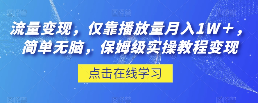 流量变现，仅靠播放量月入1W＋，简单无脑，保姆级实操教程【揭秘】-轻松搞定副业 - 高效赚钱方法和建议
