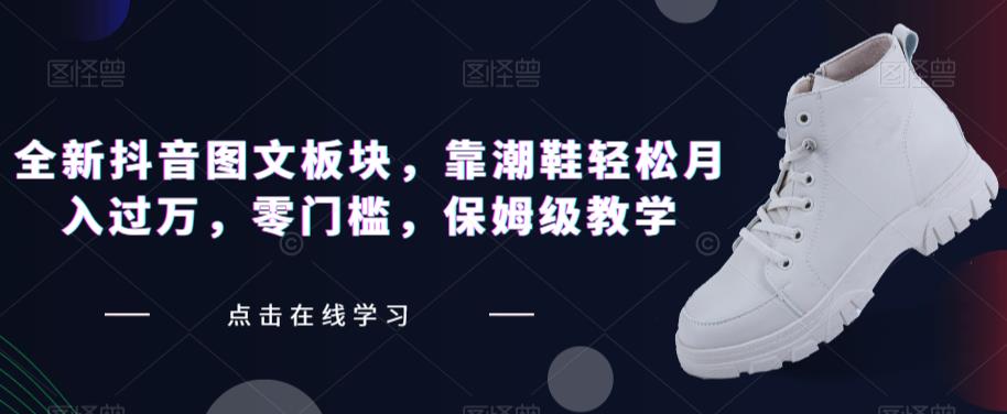 全新抖音图文板块，靠潮鞋轻松月入过万，零门槛，保姆级教学【揭秘】-轻松搞定副业 - 高效赚钱方法和建议