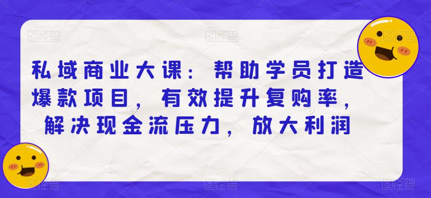 私域商业大课：帮助学员打造爆款项目，有效提升复购率，解决现金流压力，放大利润-轻松搞定副业 - 高效赚钱方法和建议