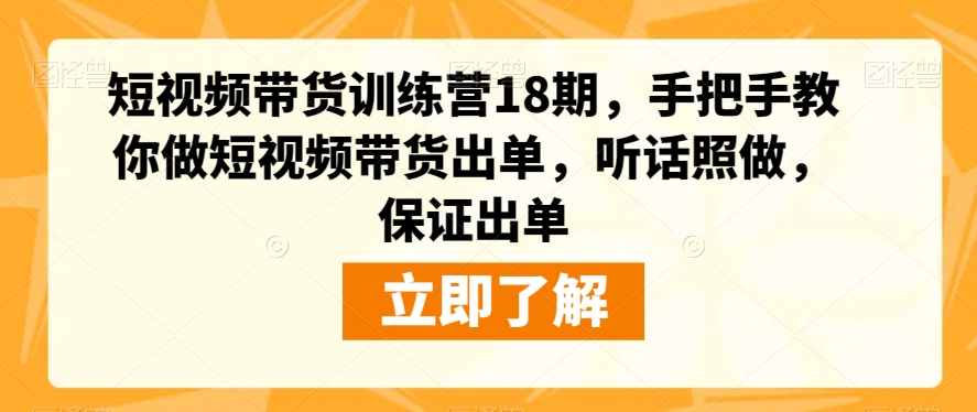 短视频带货训练营18期，手把手教你做短视频带货出单，听话照做，保证出单-轻松搞定副业 - 高效赚钱方法和建议