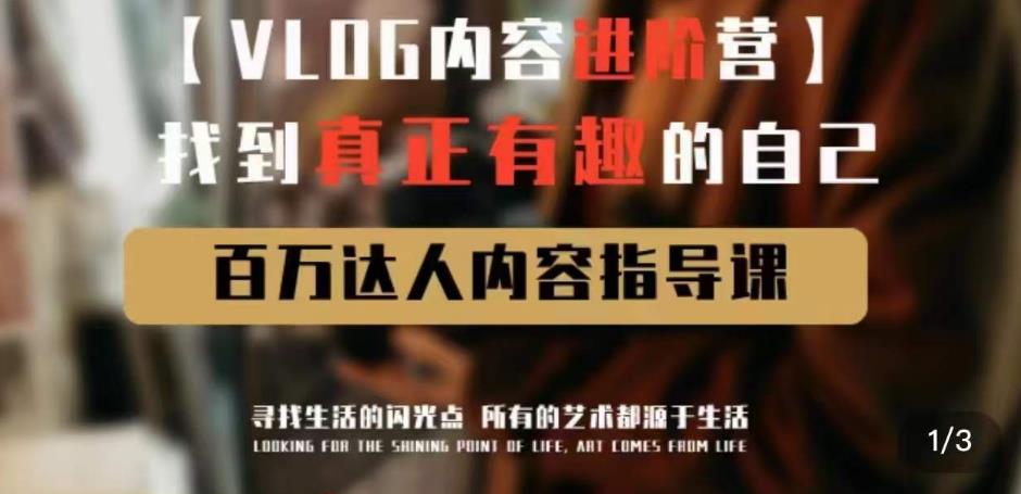 vlog内容进阶营，找到真正有趣的自己，百万达人内容指导课-轻松搞定副业 - 高效赚钱方法和建议