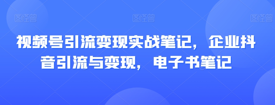 视频号引流变现实战笔记，企业抖音引流与变现，电子书笔记-轻松搞定副业 - 高效赚钱方法和建议