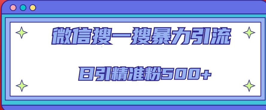 微信搜一搜引流全系列课程，日引精准粉500+（8节课）-轻松搞定副业 - 高效赚钱方法和建议