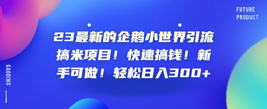 23最新的企鹅小世界引流搞米项目！快速搞钱！新手可做！轻松日入300+【揭秘】-轻松搞定副业 - 高效赚钱方法和建议