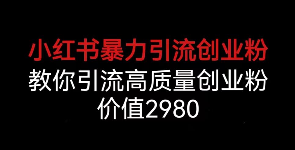 小红书暴力引流创业粉，教你引流高质量创业粉，价值2980【揭秘】-轻松搞定副业 - 高效赚钱方法和建议