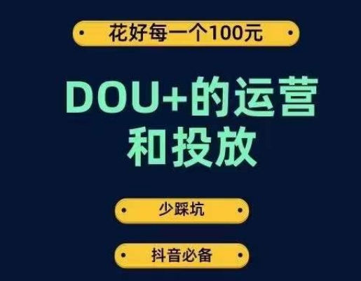 DOU+的运营和投放，花1条DOU+的钱，成为DOU+的投放高手，少走弯路不采坑-轻松搞定副业 - 高效赚钱方法和建议