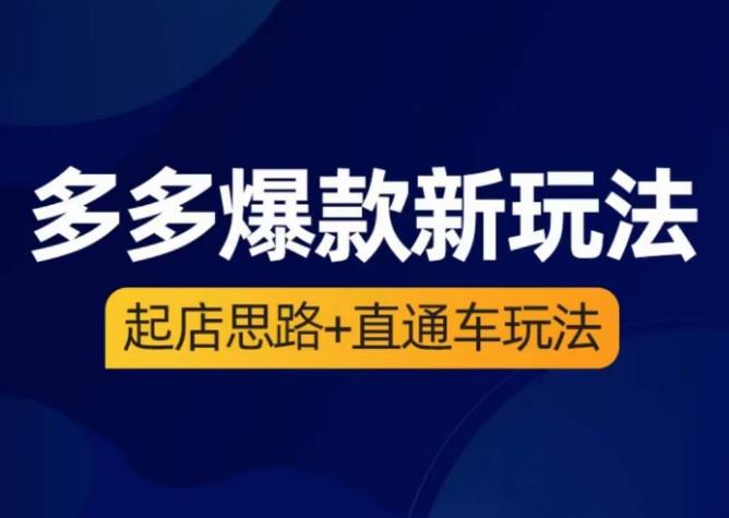 海神·多多爆款新玩法，​起店思路+直通车玩法（3节精华课）-轻松搞定副业 - 高效赚钱方法和建议
