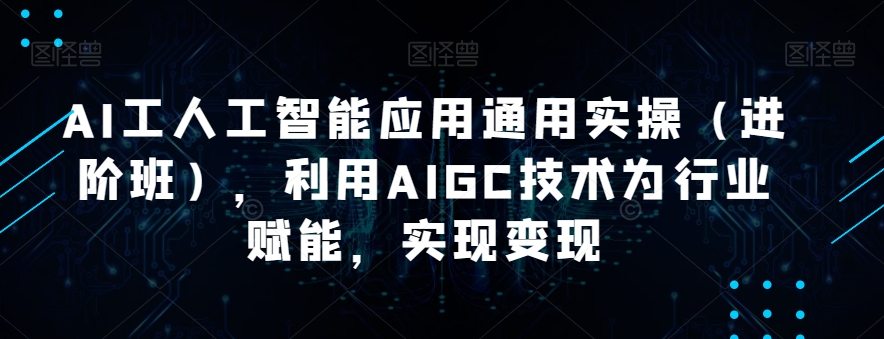 AI工人工智能应用通用实操（进阶班），利用AIGC技术为行业赋能，实现变现-轻松搞定副业 - 高效赚钱方法和建议