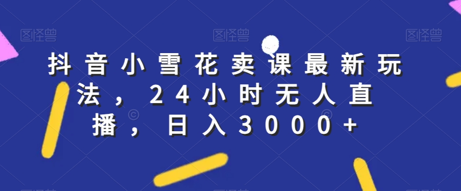 抖音小雪花卖课最新玩法，24小时无人直播，日入3000+【揭秘】-轻松搞定副业 - 高效赚钱方法和建议