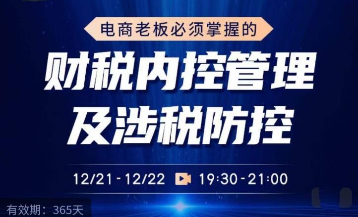 电商老板必须掌握的财税内控管理及涉税防控，解读新政下的税收政策，梳理公司财务架构-轻松搞定副业 - 高效赚钱方法和建议
