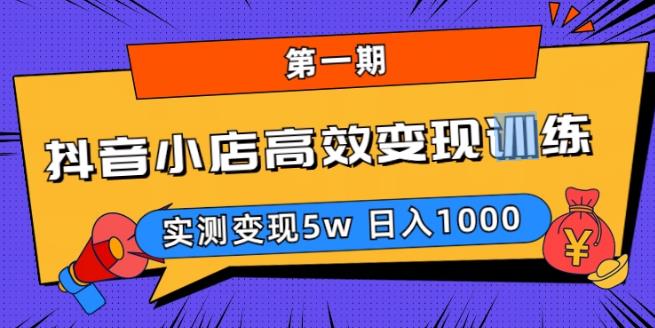 抖音小店高效变现训练营（第一期）,实测变现5w，日入1000【揭秘】-轻松搞定副业 - 高效赚钱方法和建议