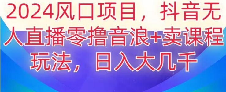2024风口项目，抖音无人主播撸音浪+卖课程玩法，日入大几千【揭秘】-轻松搞定副业 - 高效赚钱方法和建议
