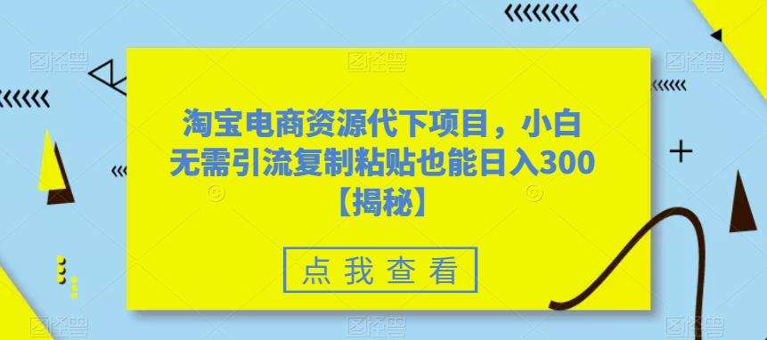 淘宝电商资源代下项目，小白无需引流复制粘贴也能日入300＋【揭秘】-轻松搞定副业 - 高效赚钱方法和建议
