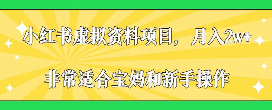 小红书虚拟资料项目，月入2w+，非常适合宝妈和新手操作【揭秘】-轻松搞定副业 - 高效赚钱方法和建议