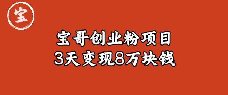 宝哥IP图文创业粉引流项目实战分享：单个账号3天涨粉1万，变现8万块钱（图文教程）【揭秘】-轻松搞定副业 - 高效赚钱方法和建议