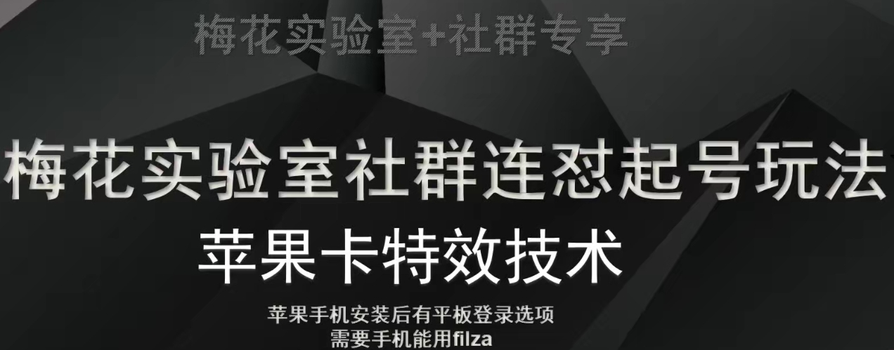 梅花实验室社群视频号连怼起号玩法，最新苹果卡特效技术-轻松搞定副业 - 高效赚钱方法和建议