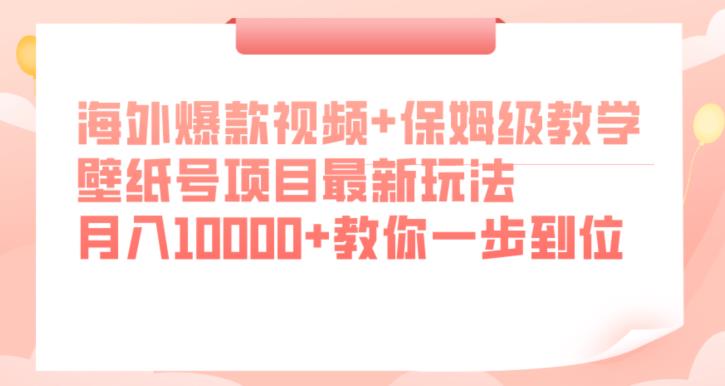 海外爆款视频+保姆级教学，壁纸号项目最新玩法，月入10000+教你一步到位【揭秘】-轻松搞定副业 - 高效赚钱方法和建议