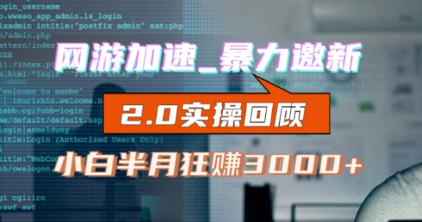 网游加速邀新，狂吃提成，适合小白，首月破千（v2.0版教程）【揭秘】-轻松搞定副业 - 高效赚钱方法和建议