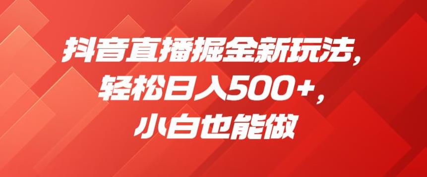 抖音直播掘金新玩法，轻松日入500+，小白也能做【揭秘】-轻松搞定副业 - 高效赚钱方法和建议