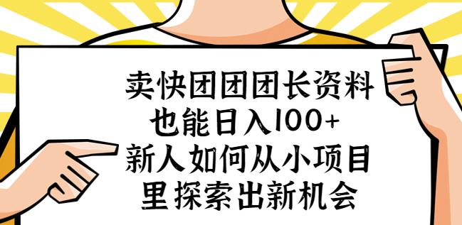 卖快团团团长资料也能日入100+新人如何从小项目里探索出新机会-轻松搞定副业 - 高效赚钱方法和建议