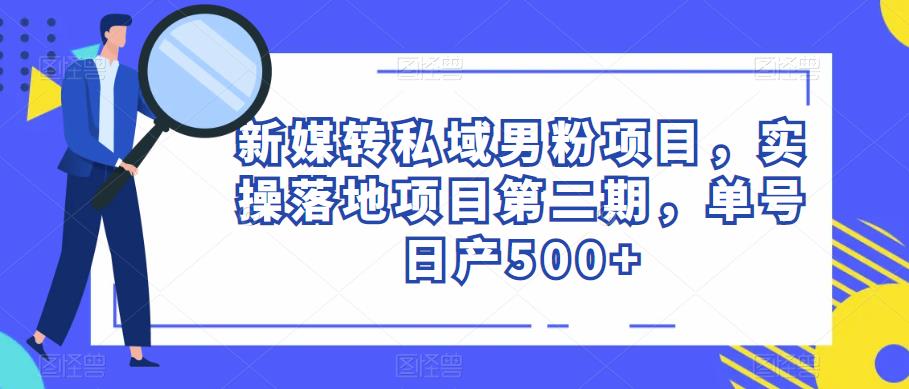 新媒转私域男粉项目，实操落地项目第二期，单号日产500+-轻松搞定副业 - 高效赚钱方法和建议