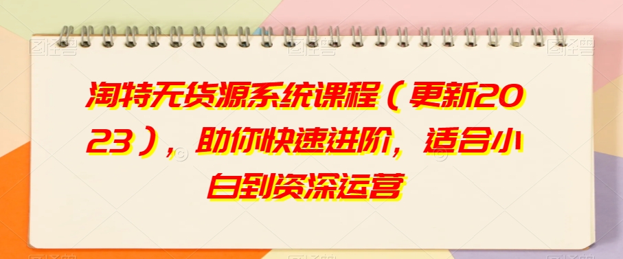 淘特无货源系统课程（更新2023），助你快速进阶，适合小白到资深运营-轻松搞定副业 - 高效赚钱方法和建议