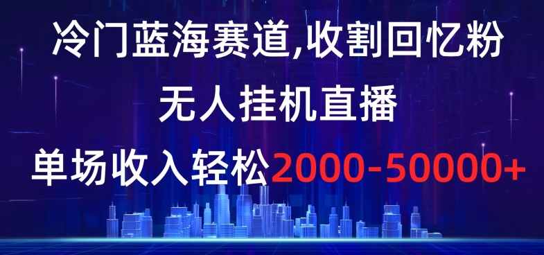 冷门蓝海赛道，收割回忆粉，无人挂机直播，单场收入轻松2000-5w+【揭秘】-轻松搞定副业 - 高效赚钱方法和建议