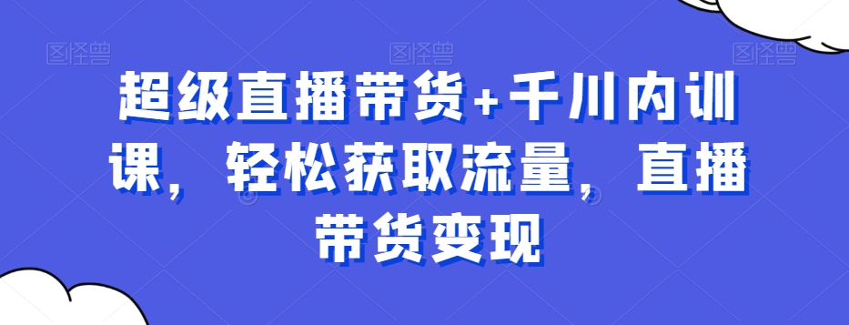 超级直播带货+千川内训课，轻松获取流量，直播带货变现-轻松搞定副业 - 高效赚钱方法和建议