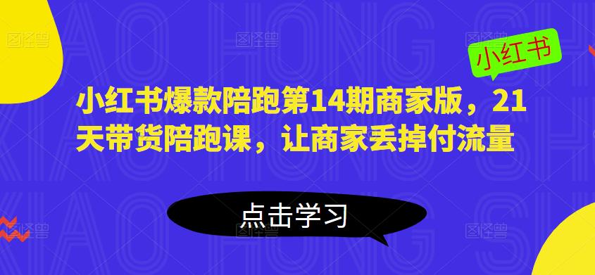 小红书爆款陪跑第14期商家版，21天带货陪跑课，让商家丢掉付流量-轻松搞定副业 - 高效赚钱方法和建议
