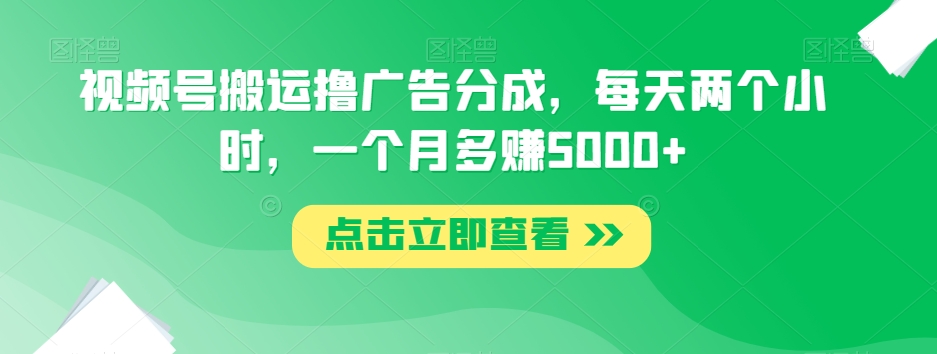 视频号搬运撸广告分成，每天两个小时，一个月多赚5000+-轻松搞定副业 - 高效赚钱方法和建议