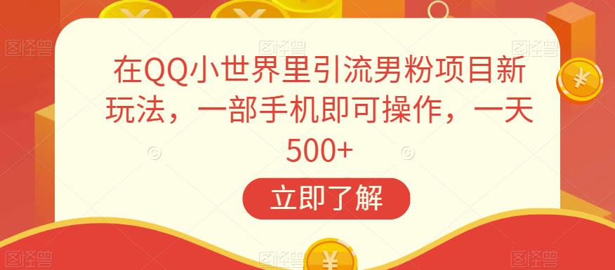 在QQ小世界里引流男粉项目新玩法，一部手机即可操作，一天500+【揭秘】-轻松搞定副业 - 高效赚钱方法和建议