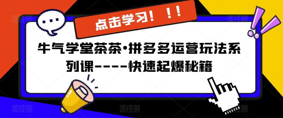 牛气学堂茶茶•拼多多运营玩法系列课—-快速起爆秘籍【更新】-轻松搞定副业 - 高效赚钱方法和建议