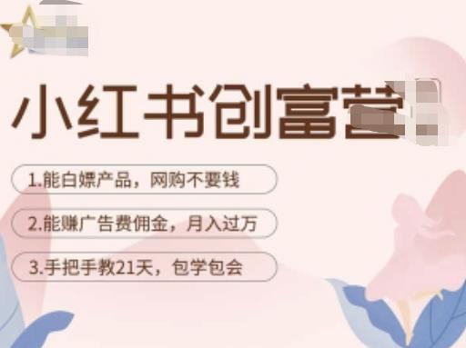小红书创富营-教小红书带货，陪跑21天，教你赚广告费佣金，月入过万-轻松搞定副业 - 高效赚钱方法和建议