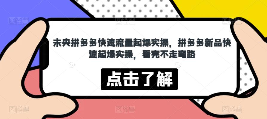 未央拼多多快速流量起爆实操，拼多多新品快速起爆实操，看完不走弯路-轻松搞定副业 - 高效赚钱方法和建议