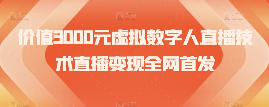 价值3000元虚拟数字人直播技术直播变现全网首发【揭秘】-轻松搞定副业 - 高效赚钱方法和建议