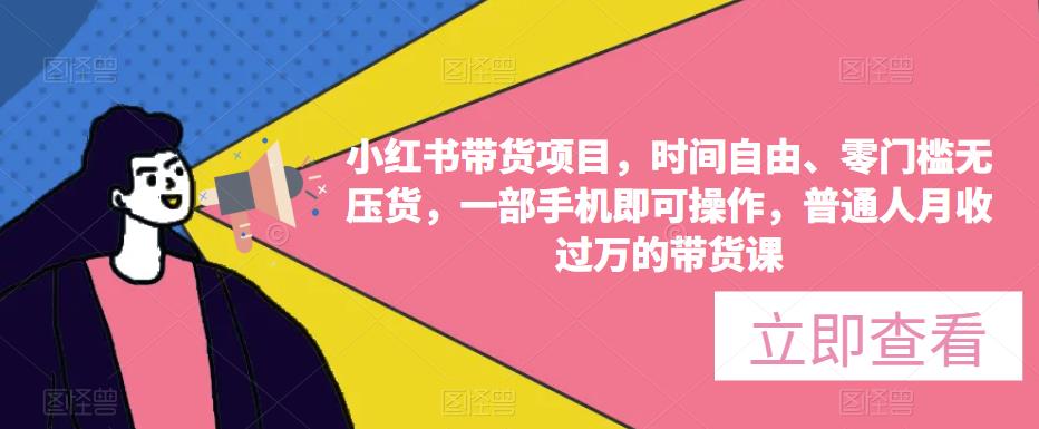 小红书带货项目，时间自由、零门槛无压货，一部手机即可操作，普通人月收过万的带货课-轻松搞定副业 - 高效赚钱方法和建议