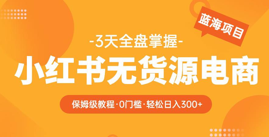 2023【阿本小红书无货源电商训练营】保姆级教程，从0到1，3天全盘掌握，轻松日入300+-轻松搞定副业 - 高效赚钱方法和建议