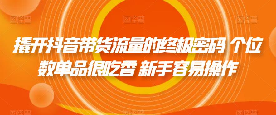 撬开抖音带货流量的终极密码 个位数单品很吃香 新手容易操作-轻松搞定副业 - 高效赚钱方法和建议