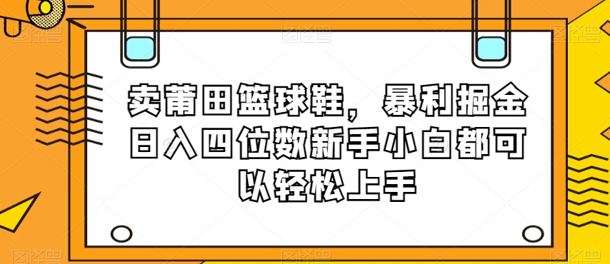 卖莆田篮球鞋，暴利掘金日入四位数新手小白都可以轻松上手【揭秘】-轻松搞定副业 - 高效赚钱方法和建议