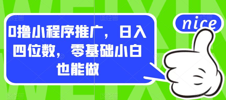 0撸小程序推广，日入四位数，零基础小白也能做【揭秘】-轻松搞定副业 - 高效赚钱方法和建议