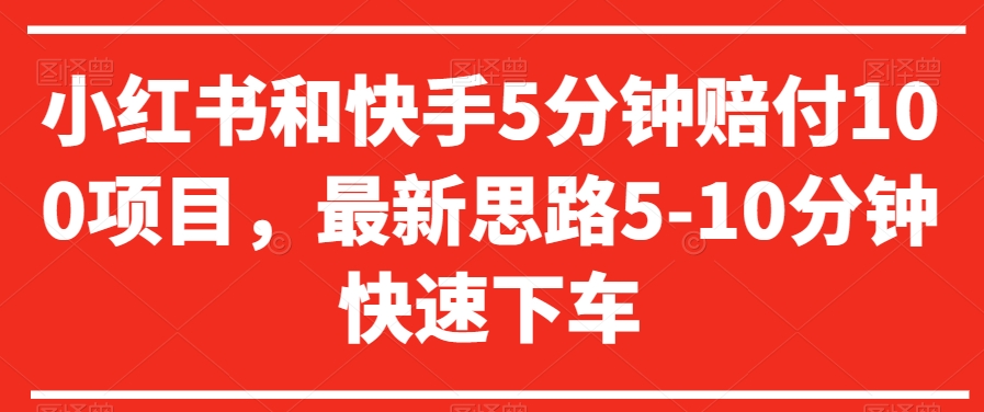 小红书和快手5分钟赔付100项目，最新思路5-10分钟快速下车【仅揭秘】-轻松搞定副业 - 高效赚钱方法和建议