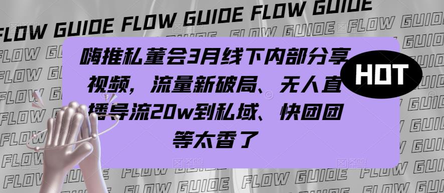 嗨推私董会3月线下内部分享视频，流量新破局、无人直播导流20w到私域、快团团等太香了-轻松搞定副业 - 高效赚钱方法和建议